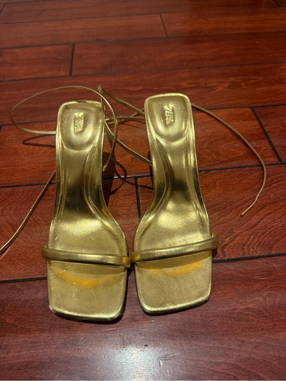 Gold Zara wrap heels